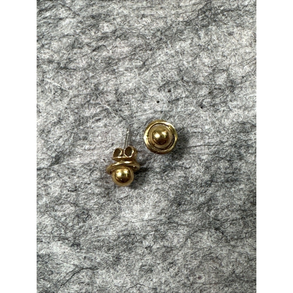 Vintage Avon Gold Tone Mesh Finished Stud Earrings Orbit